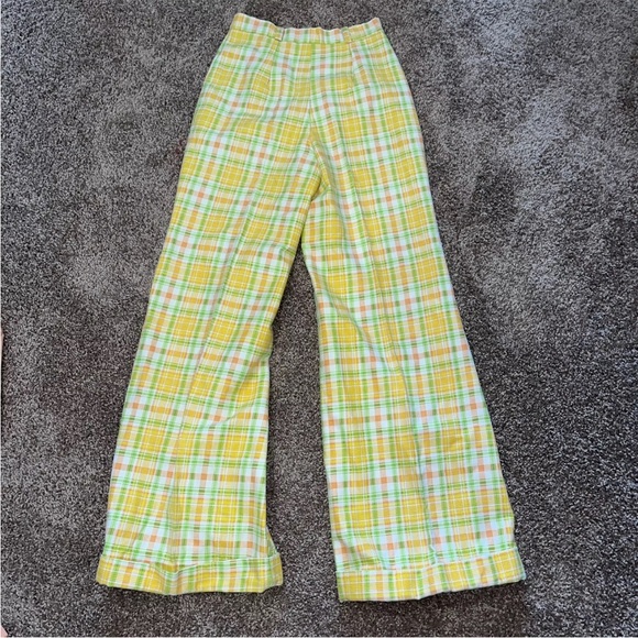 Vintage 1970s Plaid Bell Bottoms Outfit - Yellow/Orange - Women’s - Picture 11 of 11